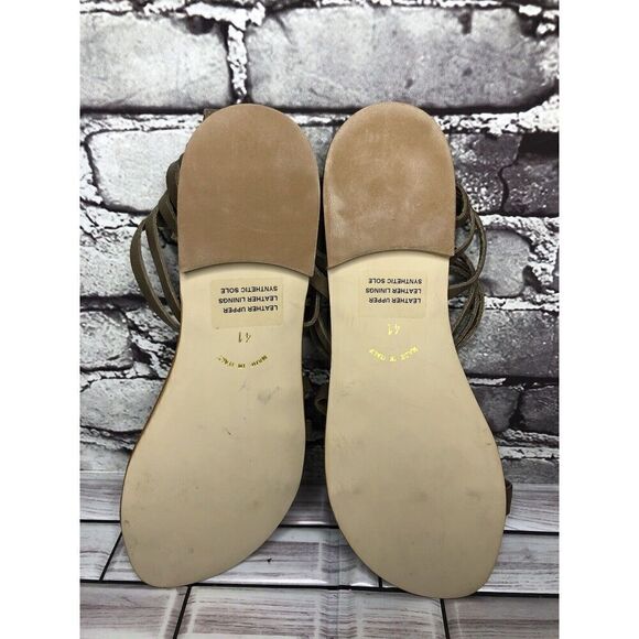 Sundance Olive Leather Open Strap Back Zip Flats Sandals Women Sz 41EU/10.5M US - Picture 12 of 16